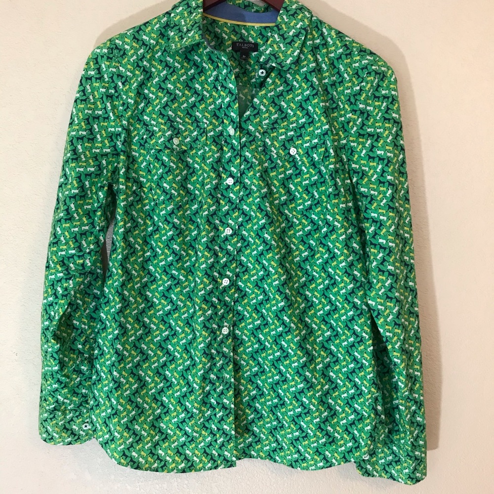 Button Down Horse Print Zig Zag Long Sleeved Shirt - image 6